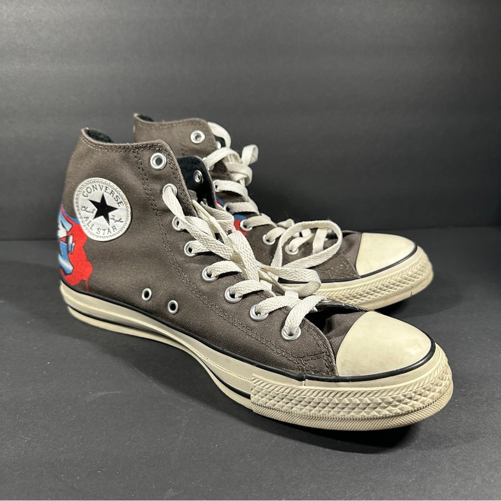Converse Brown High-Tops with Graffiti Graphic